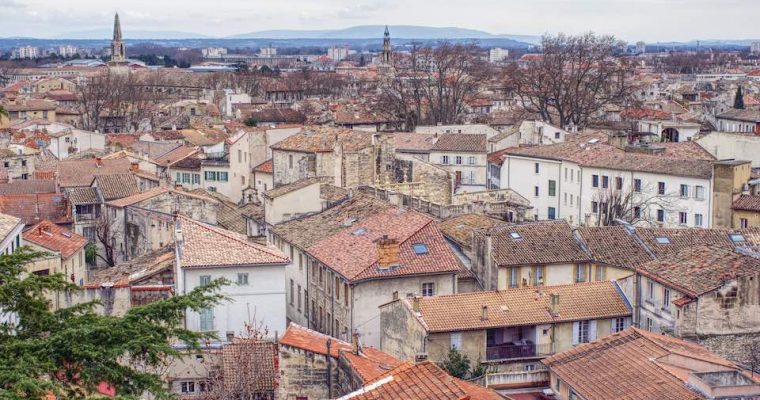 A rooftop picture of Avignon, France which is only around 11 miles and 20 minutes from Lirac.